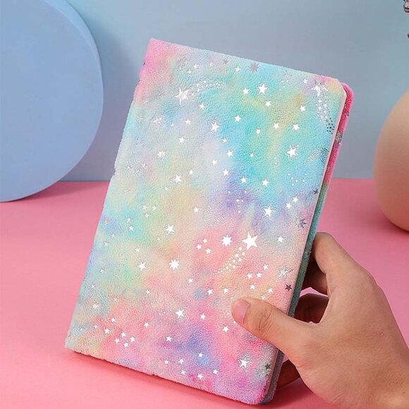 A5 Plush Soft Gradient Star Notebook Velvet Diary Fluffy Journal Planner Gift - Picture 9 of 9